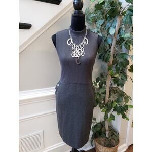 Spencer Knitwear Dress Womens Large Gray Pockets Mock Neck Ribbed Zip Up Back